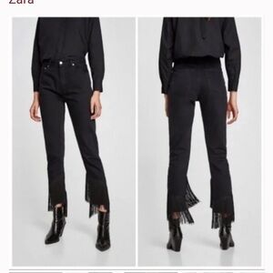 NWT Zara Vintage High Waisted Western Coastal Cowgirl Fringe Denim Jeans 10